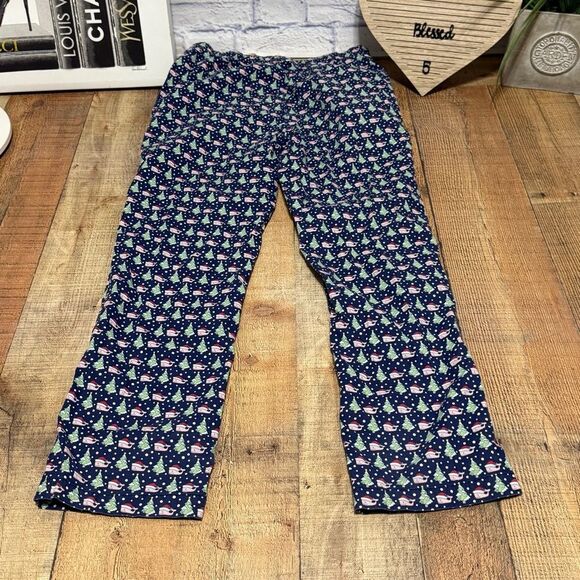 Vineyard Vines Logo Men Deep Bay Blue Whale Xmas Tree Print Lounge Pants M - Picture 4 of 13